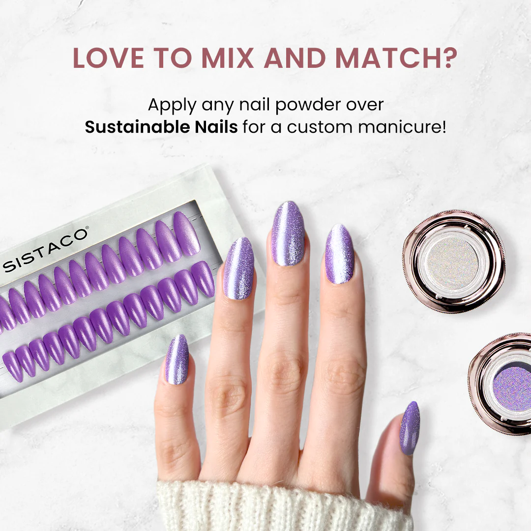 Bluebell Prism - Almond Sustainable Nails - Image 4