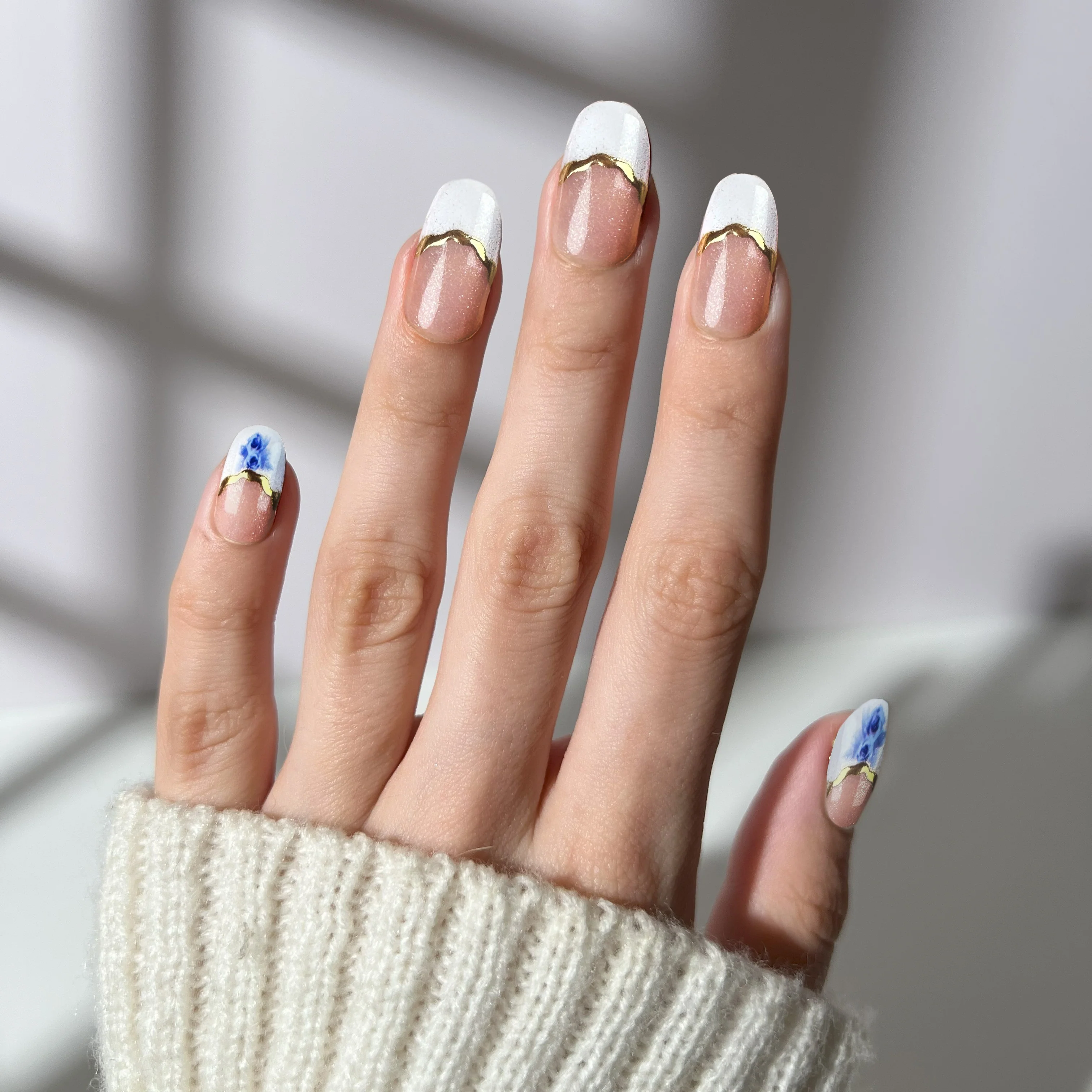 Porcelain Bloom - Oval Sustainable Nails