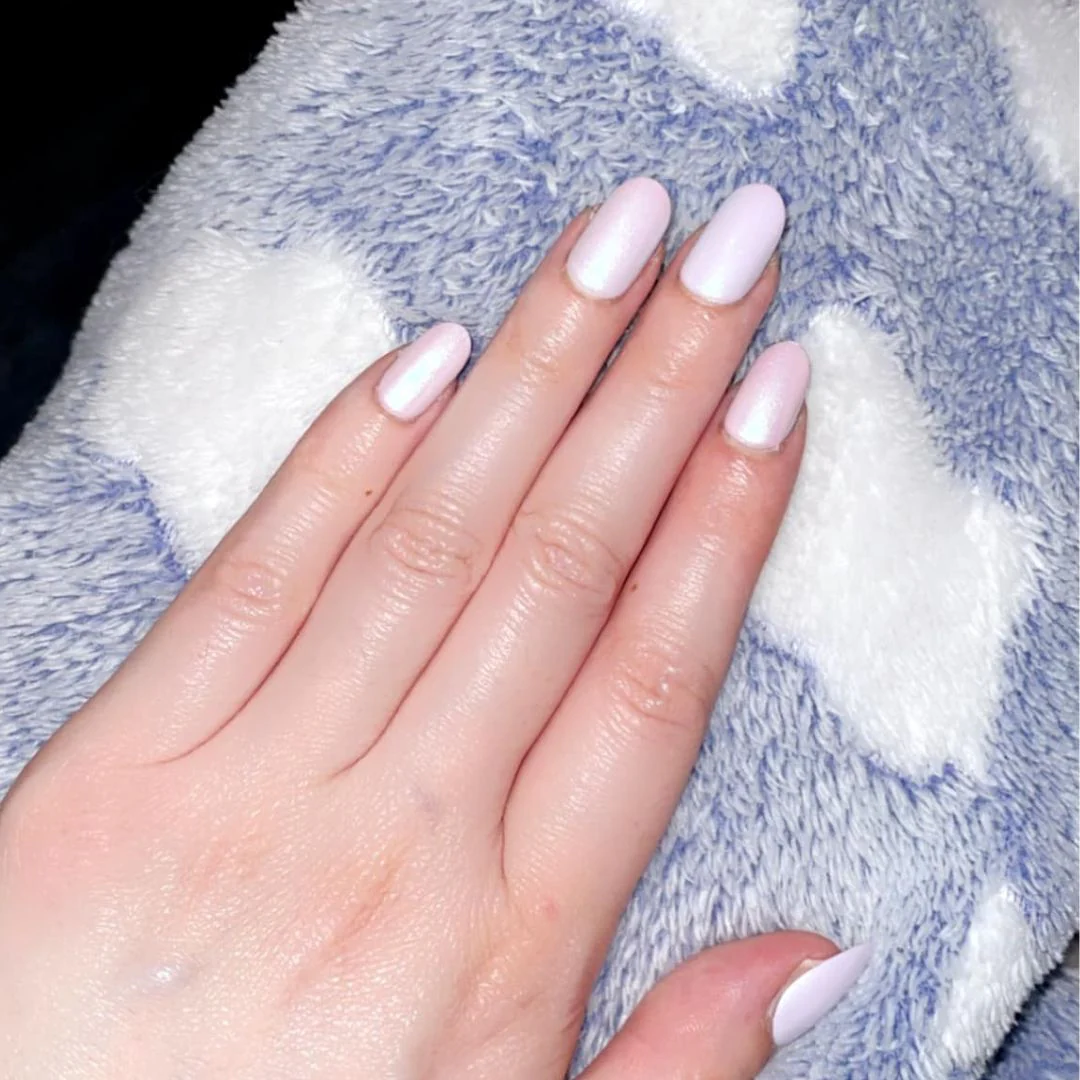Mottled pink Glazed - Oval Sustainable Nails - Image 3